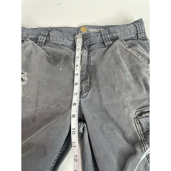 Carhartt Work Pants 31X32, Dark Grey, Relaxed Fit, Worn, Logo, Distressed - Picture 6 of 9